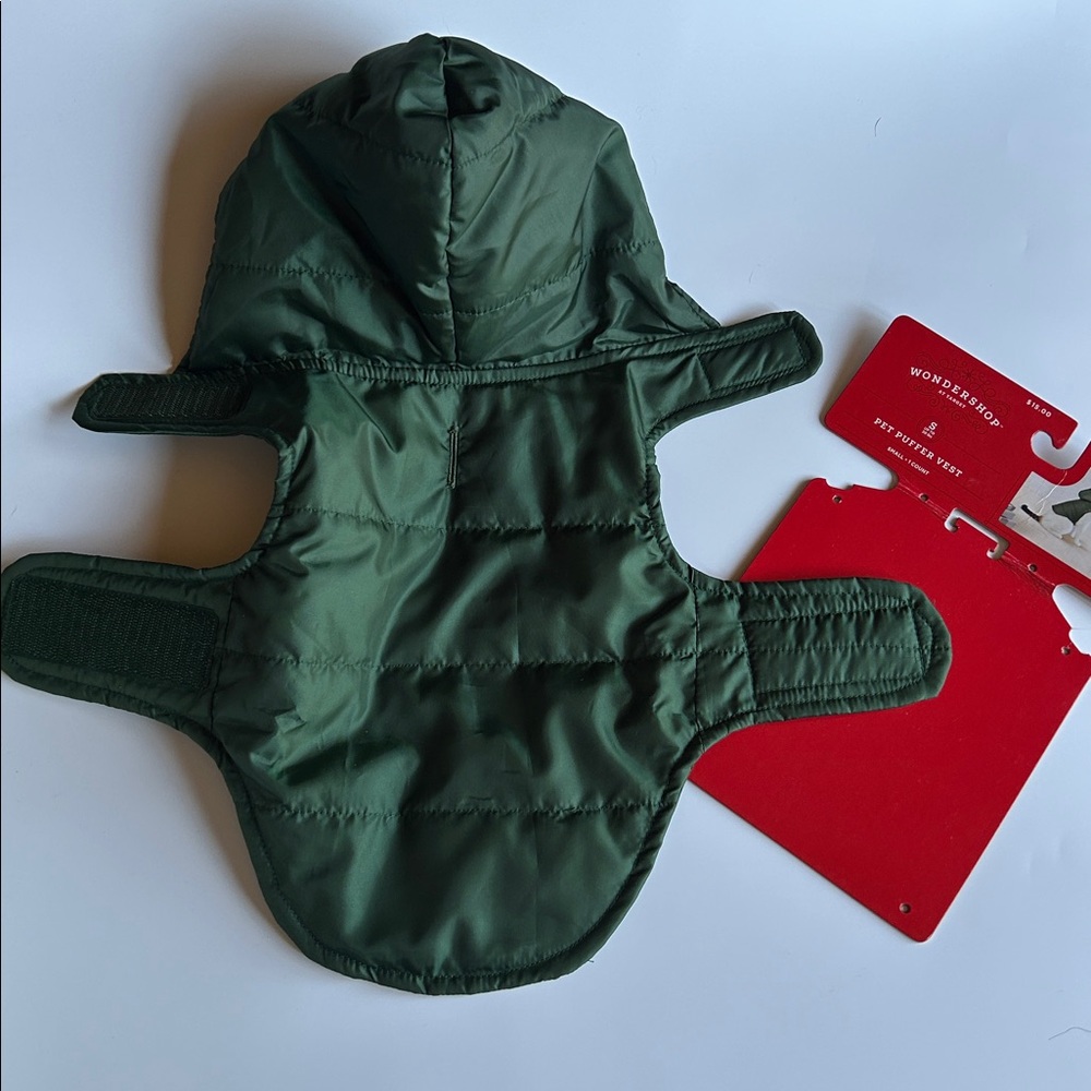 Wondershop Pet Puffer Hooded Vest Forest Green